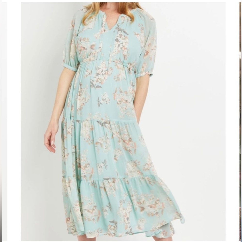 Motherhood Maternity Floral Tiered Maxi/Midi Dress